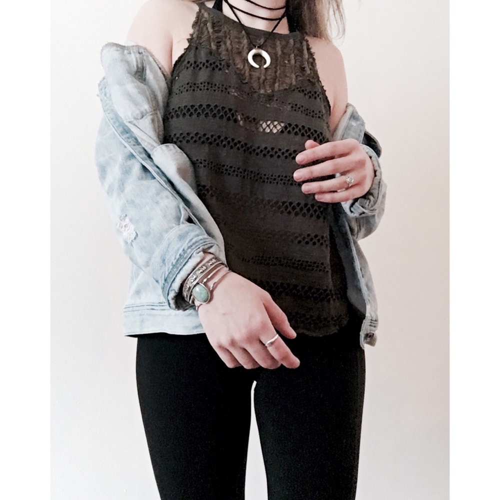 We the Free Open Knit Crochet Tank Top